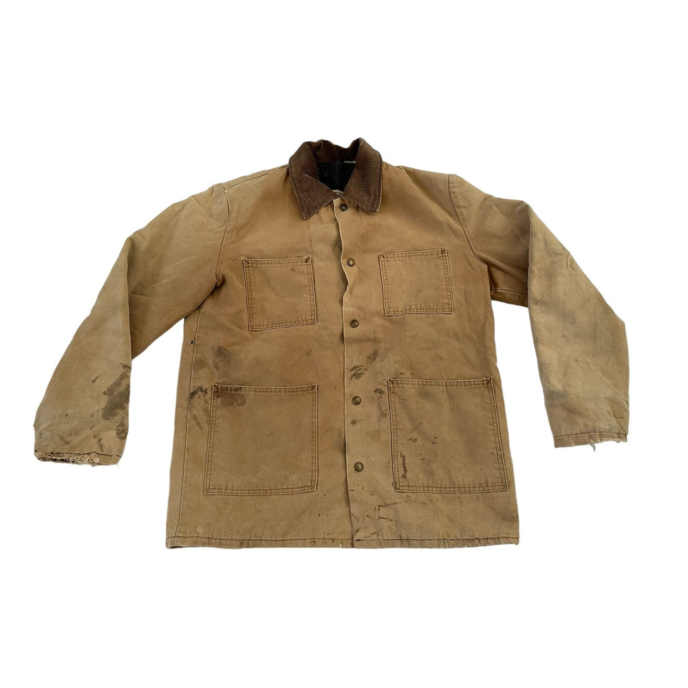 Walls Detroit Blanket Lined DISTRESSED Mens Large Khaki Canvas Jacket